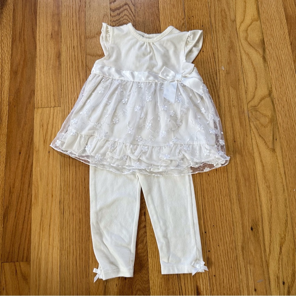 Koala Baby Boutique White Lace 2-Piece Outfit Set 3-6 months